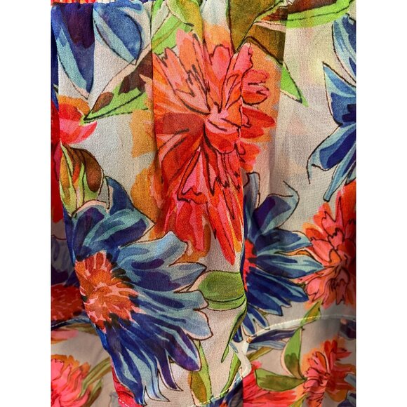 MILLY Wyatt Painted Dahlia Print Smocked Elastic Waist Tiered Lined Skirt S NWOT - Picture 7 of 9